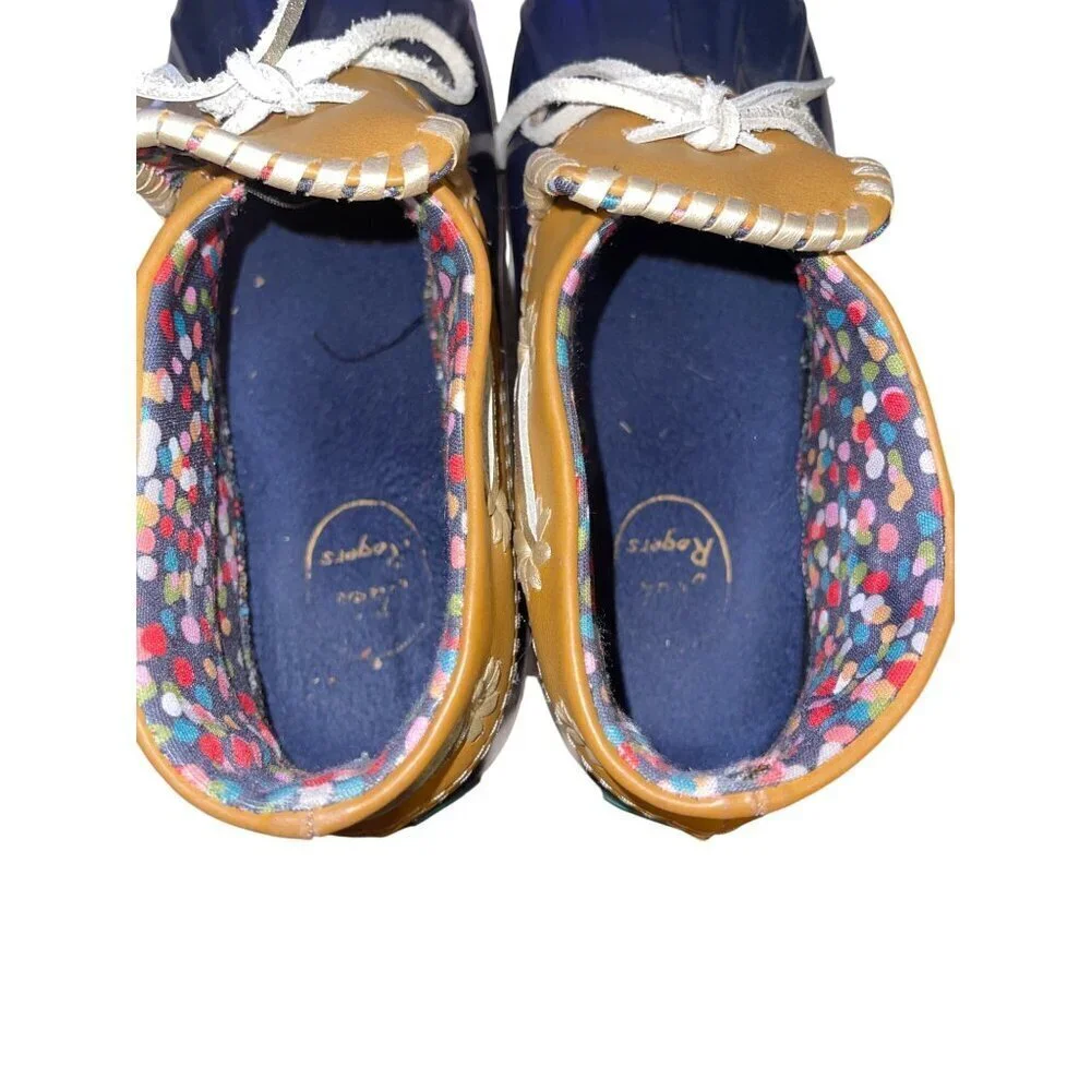 Jack Rogers Women's Aubrey Midnight Blue Floral Waterproof Boots Shoes Size 8